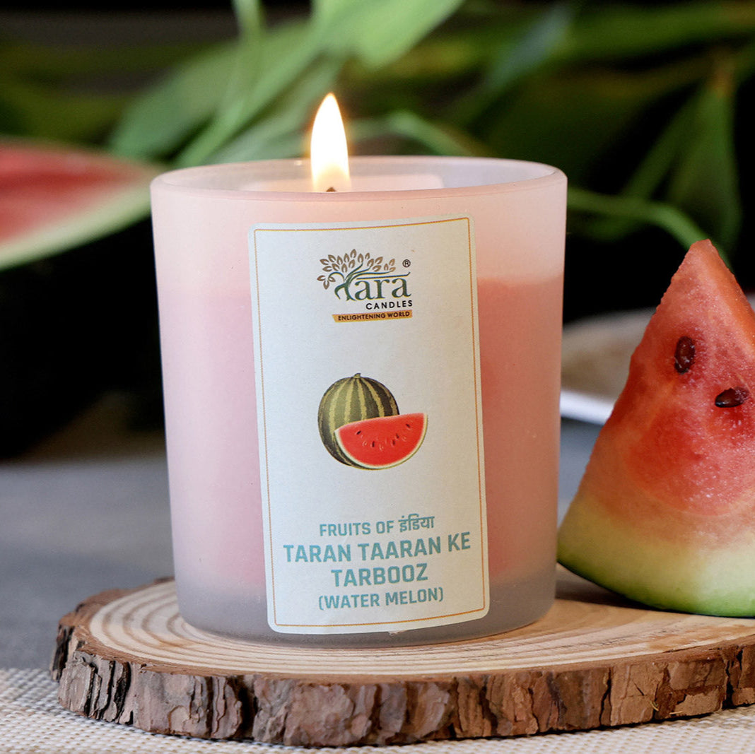 Taran Taaran Ke Tarbooz - 1 Wick Scented Candle - Frosted Glass Jar - Tara Candles
