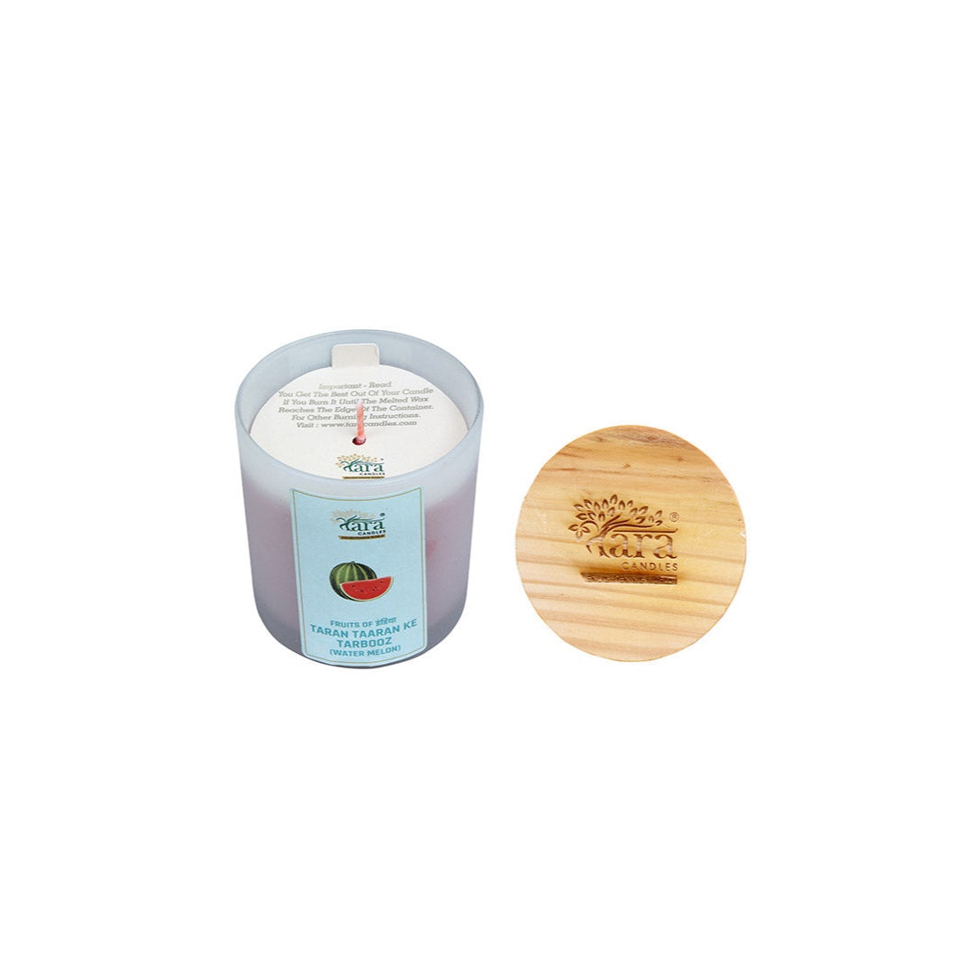 Taran Taaran Ke Tarbooz - 1 Wick Scented Candle - Frosted Glass Jar - Tara Candles
