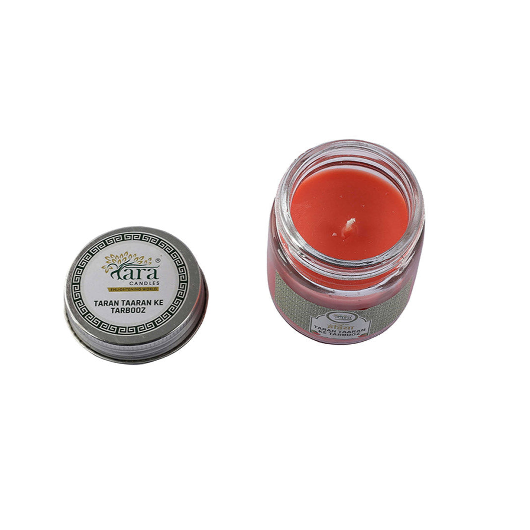 Taran Taaran Ke Tarbooz - 1 Wick Scented Candle - Plain Glass Jar - Tara Candles
