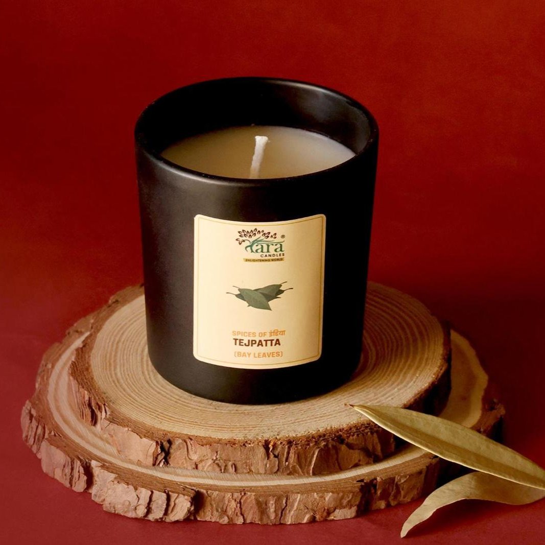 Tejpatta - 1 Wick Scented Candle - Amber Glass Jar - Medium - Tara Candles
