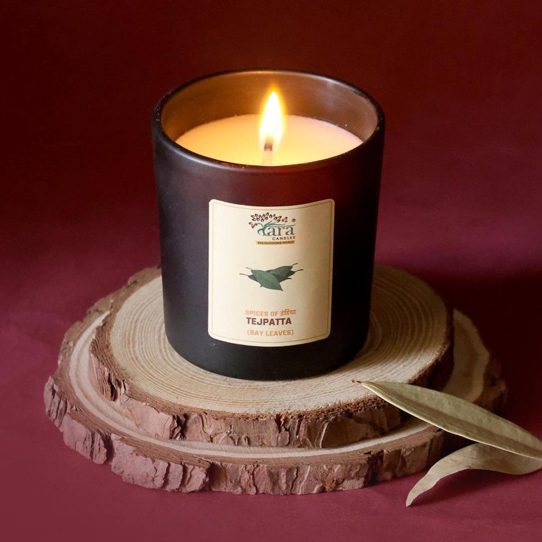 Tejpatta - 1 Wick Scented Candle - Amber Glass Jar - Medium - Tara Candles
