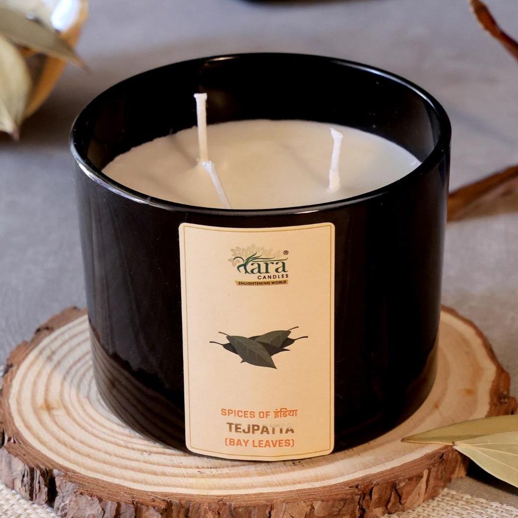 Tejpatta - 3 Wick Scented Candle - Amber Glass Jar - Large - Tara Candles
