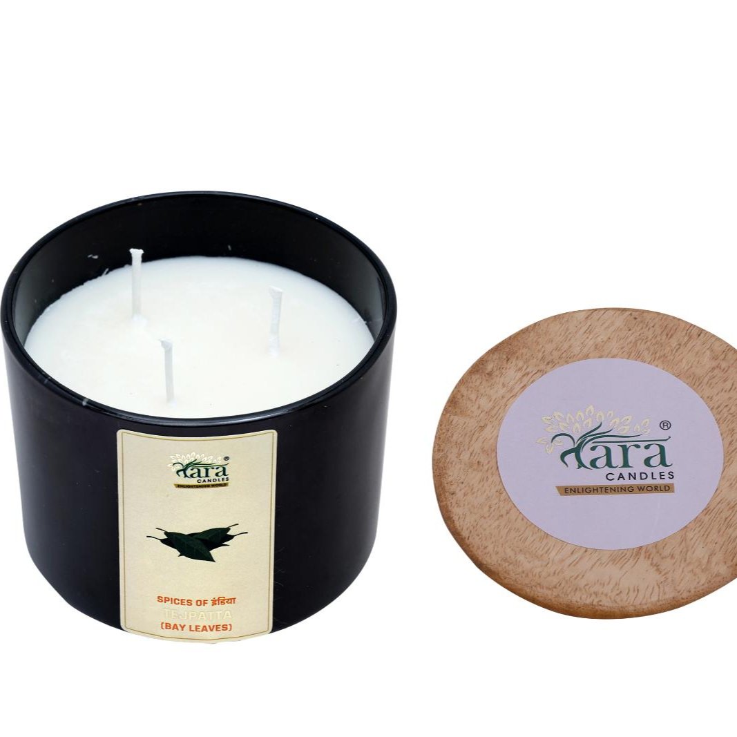 Tejpatta - 3 Wick Scented Candle - Amber Glass Jar - Large - Tara Candles
