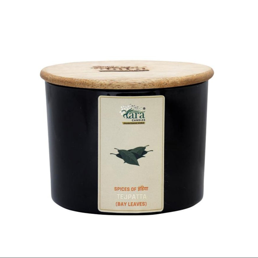 Tejpatta - 3 Wick Scented Candle - Amber Glass Jar - Large - Tara Candles
