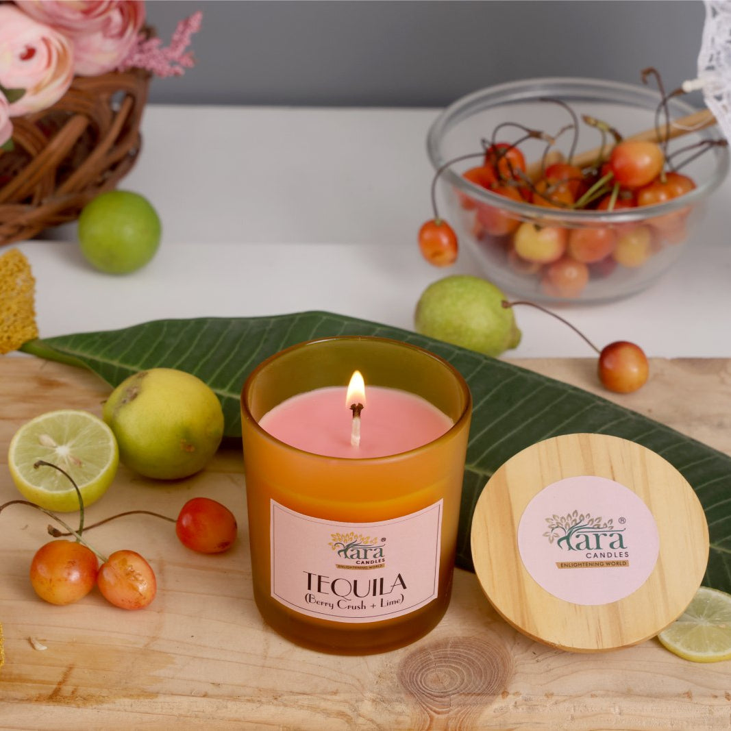 Tequila - 1 Wick Scented Candle - Frosted Glass Jar - Tara Candles
