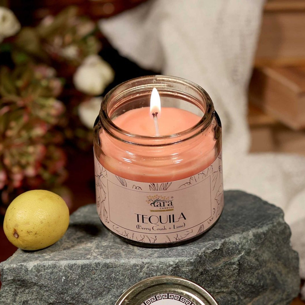 Tequila- 1 Wick Scented Candle - Plain Glass Jar - Tara Candles
