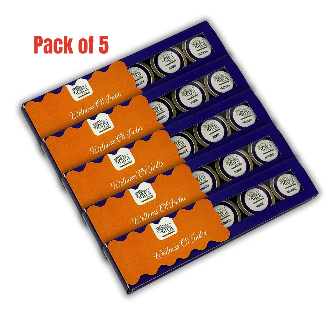 Wellness of India | Scented Tin Candle | Set of 5 | Single Wick