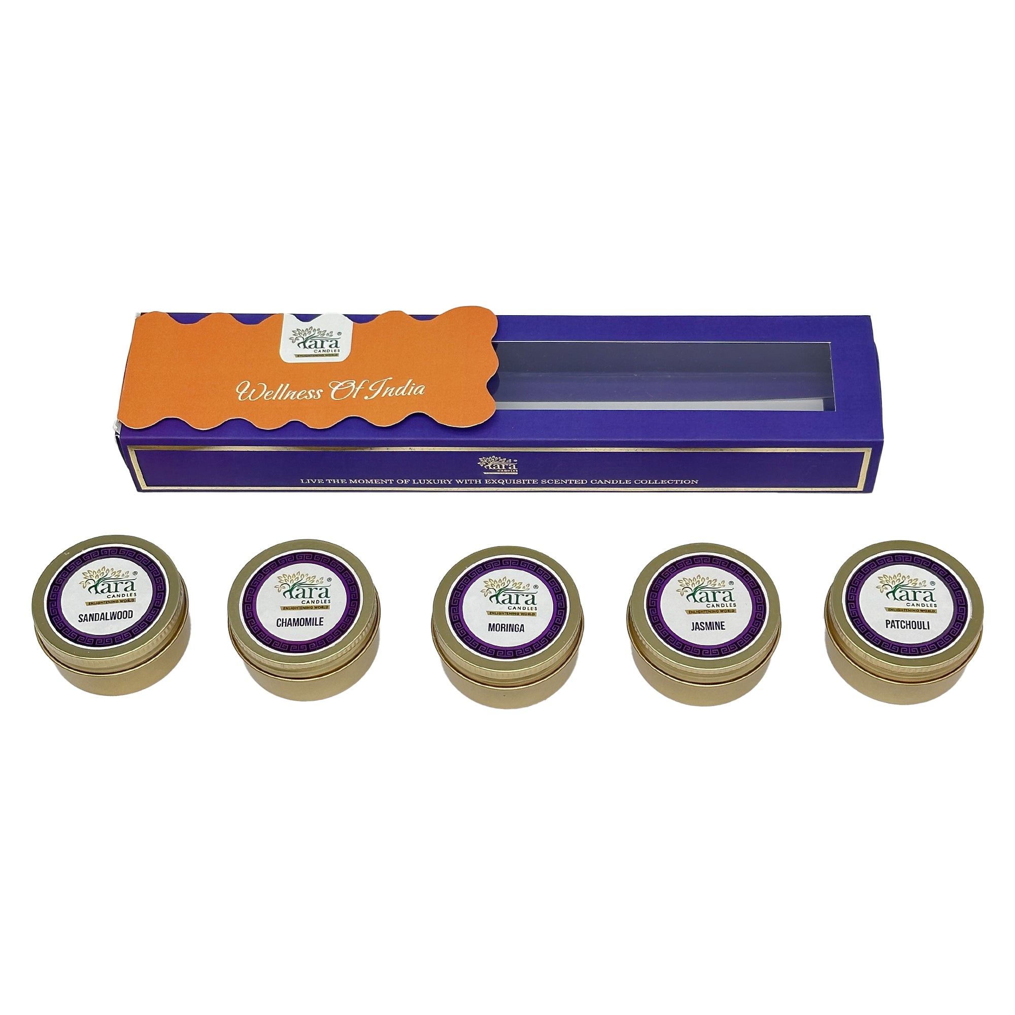 Wellness of India - Scented Tin Candle - Set of 5 - Tara Candles