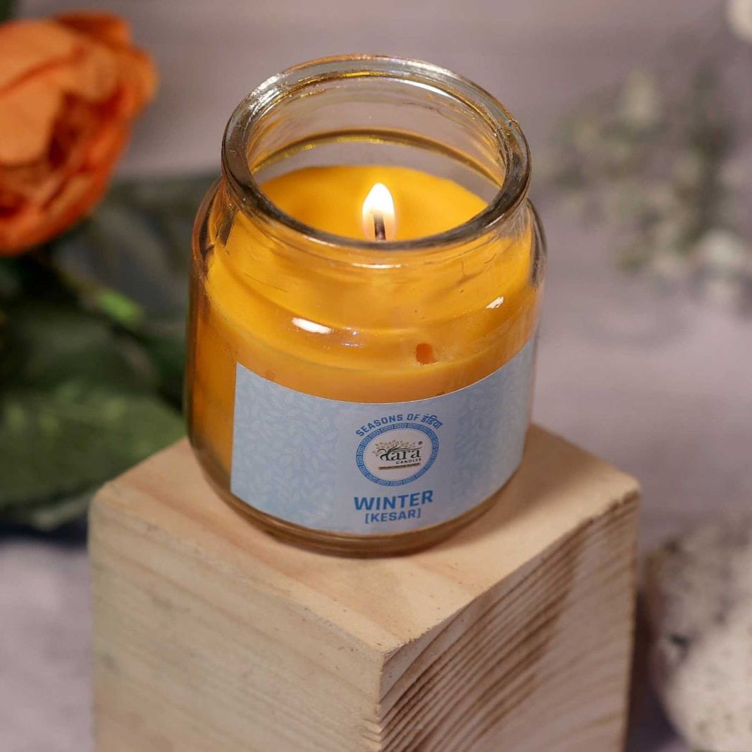 Winter Kesar - 1 Wick Scented Candle - Irish Glass Jar - Tara Candles
